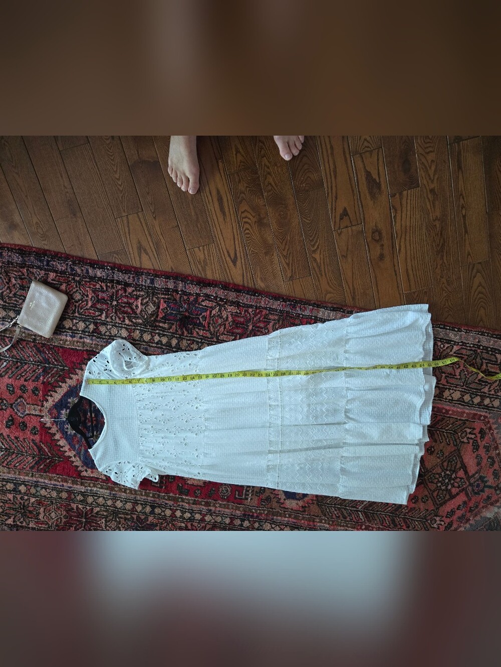 White Cotton Lined Midi Dress